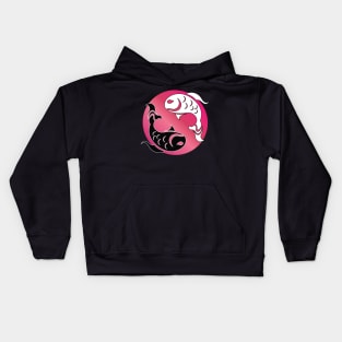 Yin and Yang Tribal style fish, pink Kids Hoodie